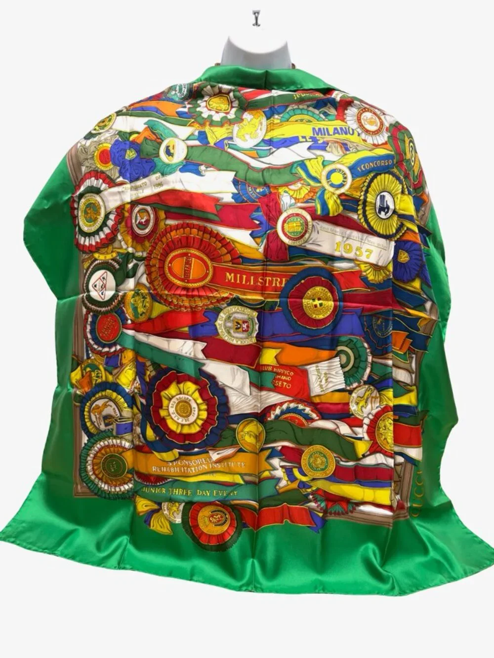 JUNIOR 3 DAYS EVENTS  Gucci Silk Satin Scarf Ribbins Green Blue Red Yellow  (21